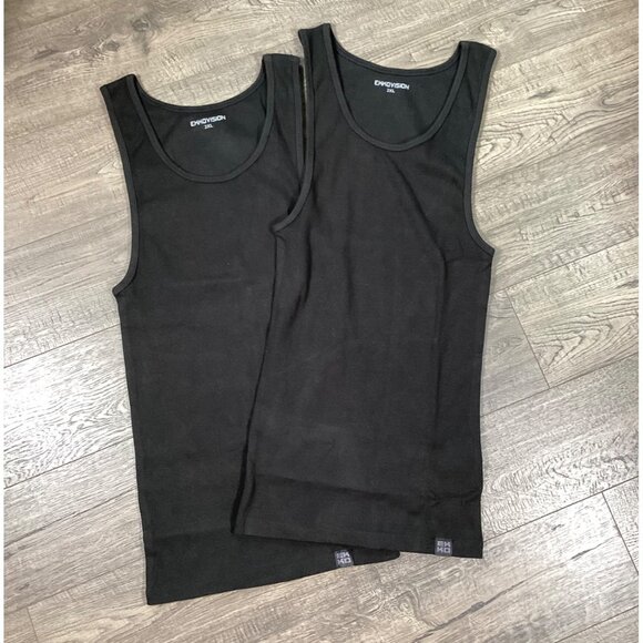 Ekkovision Mens Black Set Of 2 Tank Top 2XL Ribbed Sleeveless   Athletic Fit New - Picture 1 of 6
